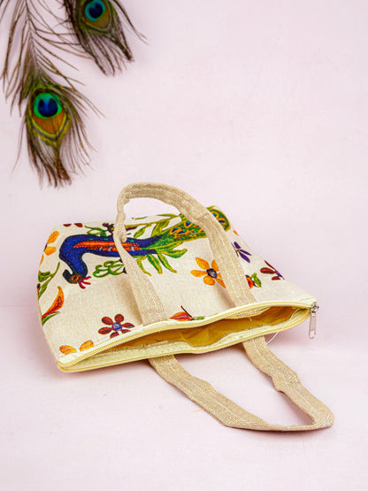 Handbag with Peacock Print - 10x7 inch - WBG1932