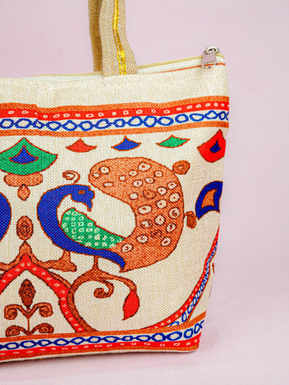 Handbag with Peacock Print - 10x7 inch - WBG1932