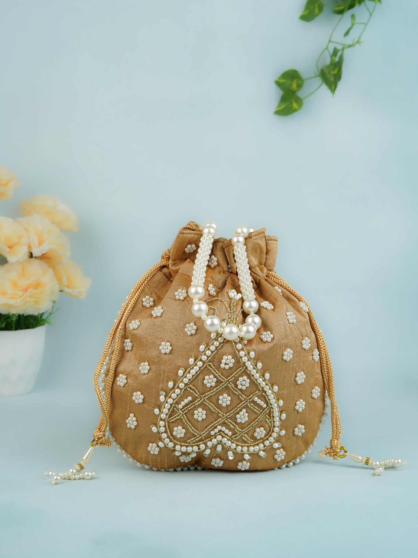 Potli Bag with Beads Work - 9 inch - WBG1950