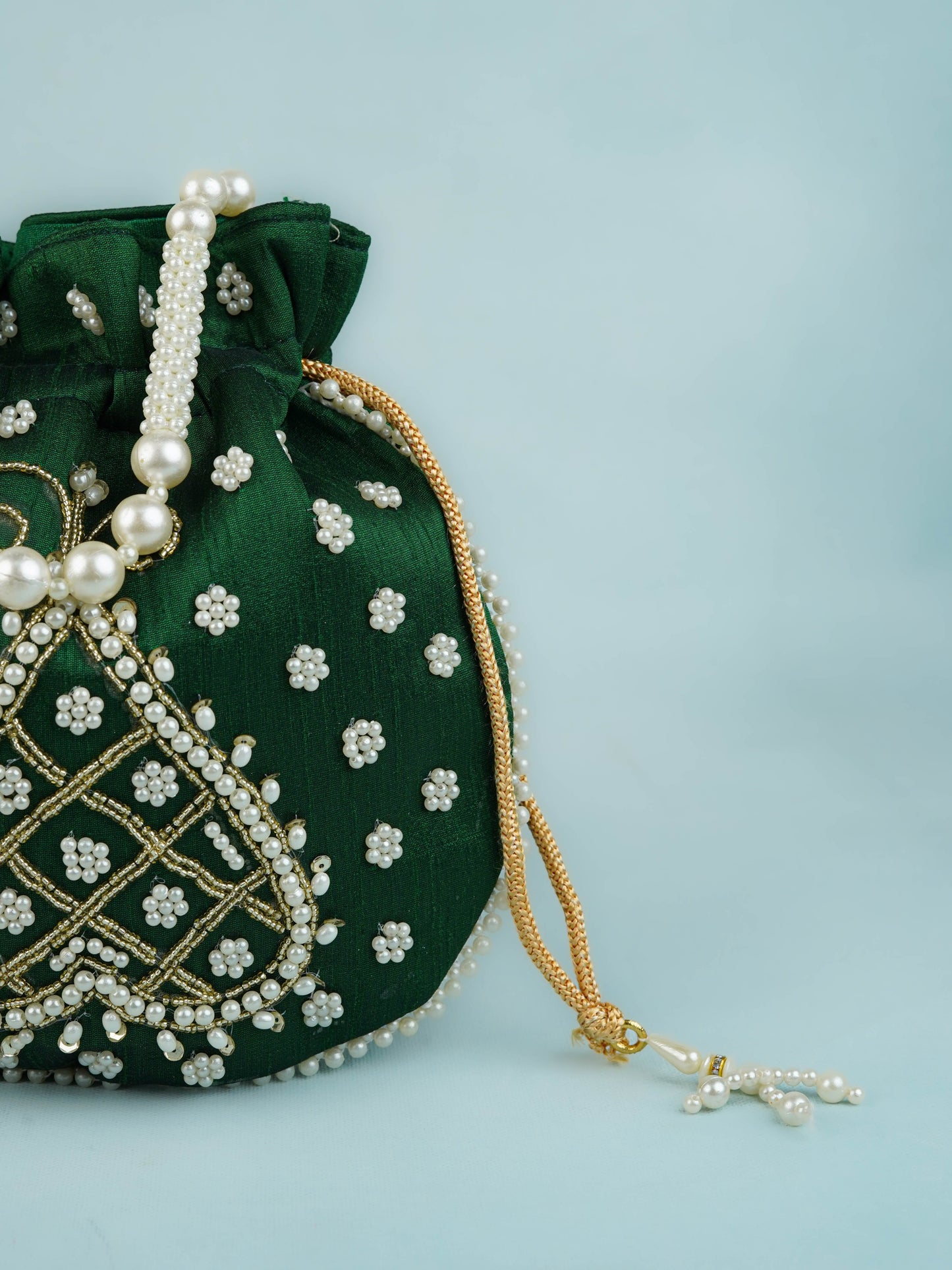 Potli Bag with Beads Work - 9 inch - WBG1950