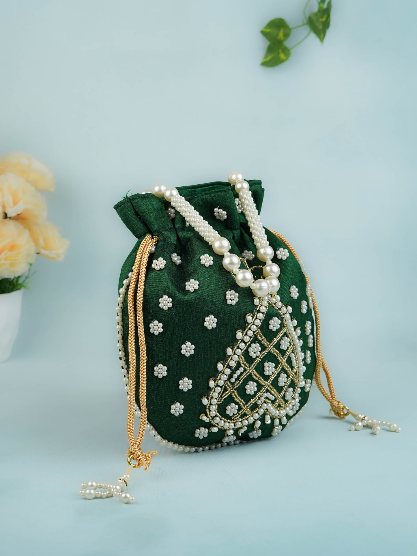 Potli Bag with Beads Work - 9 inch - WBG1950