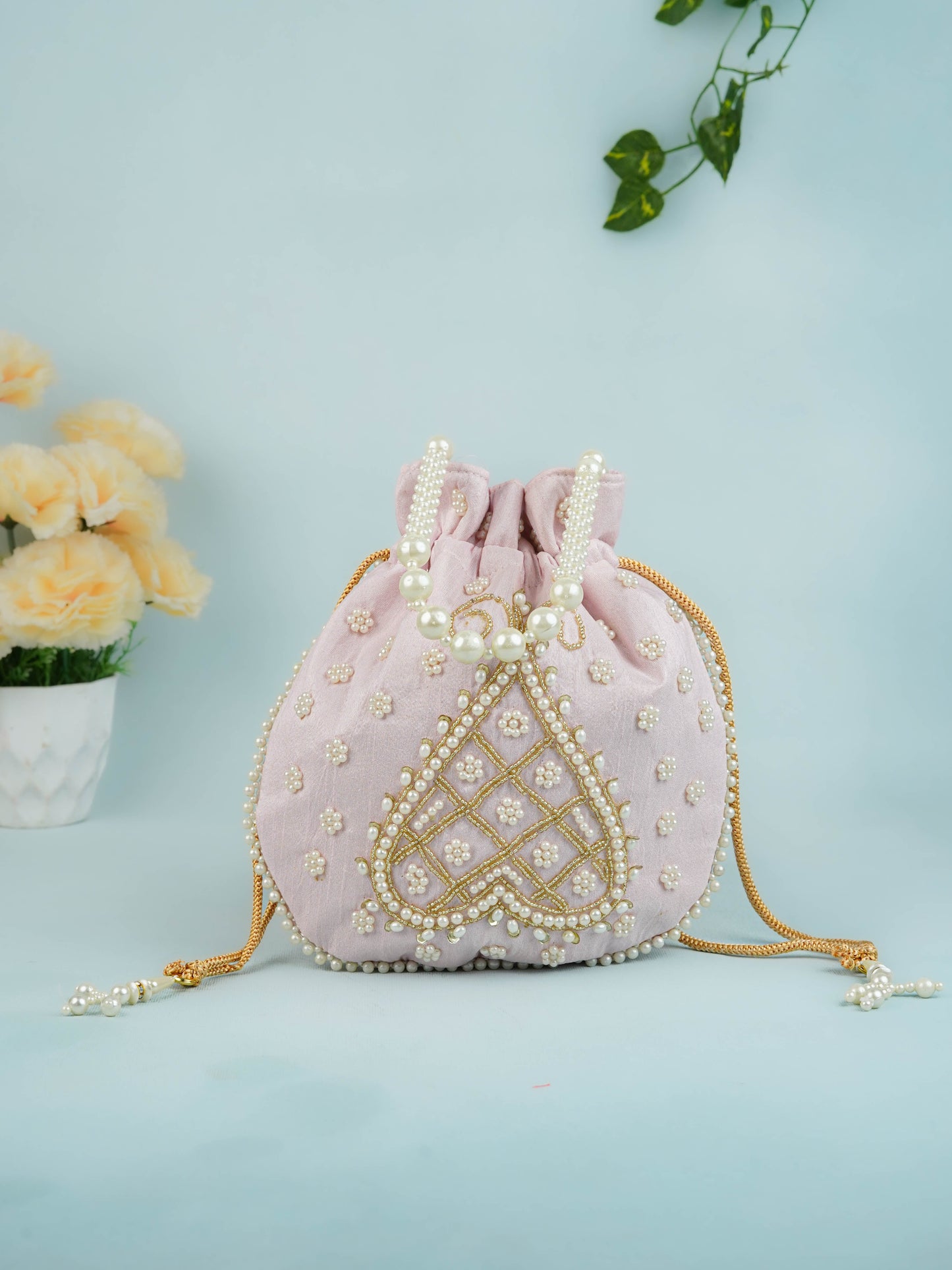 Potli Bag with Beads Work - 9 inch - WBG1950