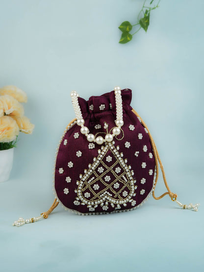 Potli Bag with Beads Work - 9 inch - WBG1950