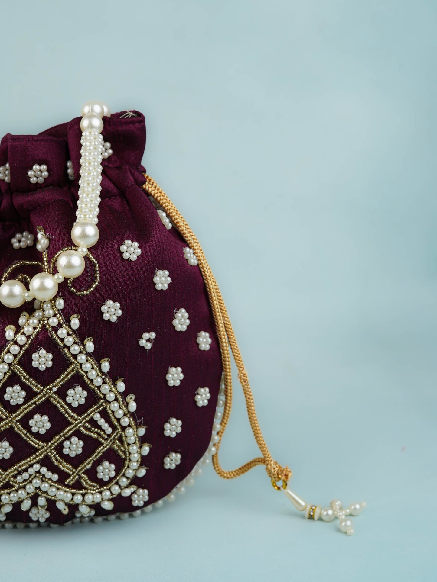 Potli Bag with Beads Work - 9 inch - WBG1950