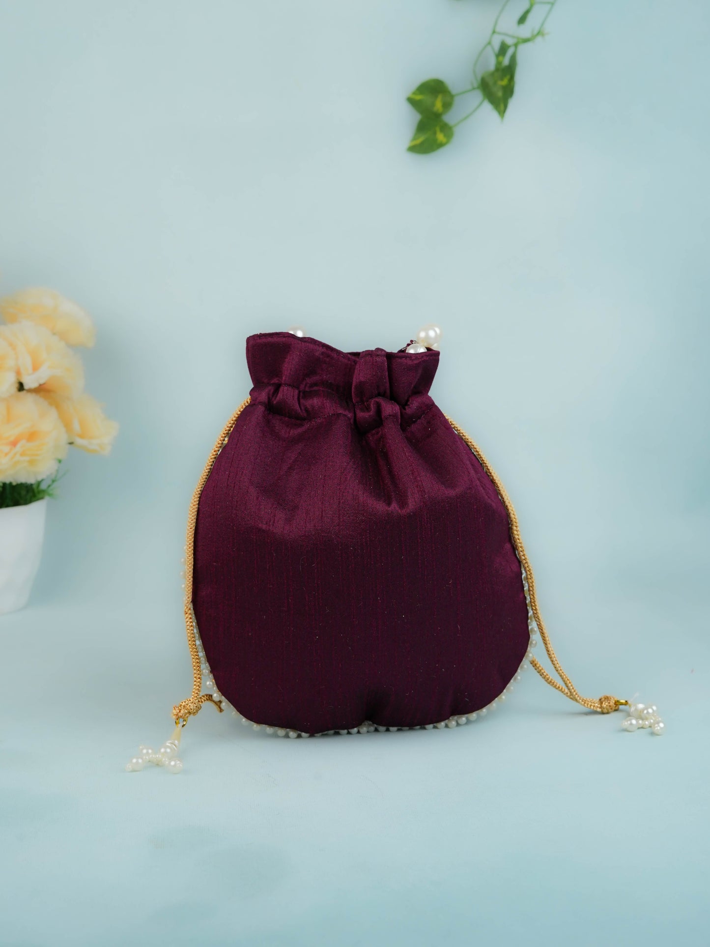 Potli Bag with Beads Work - 9 inch - WBG1950
