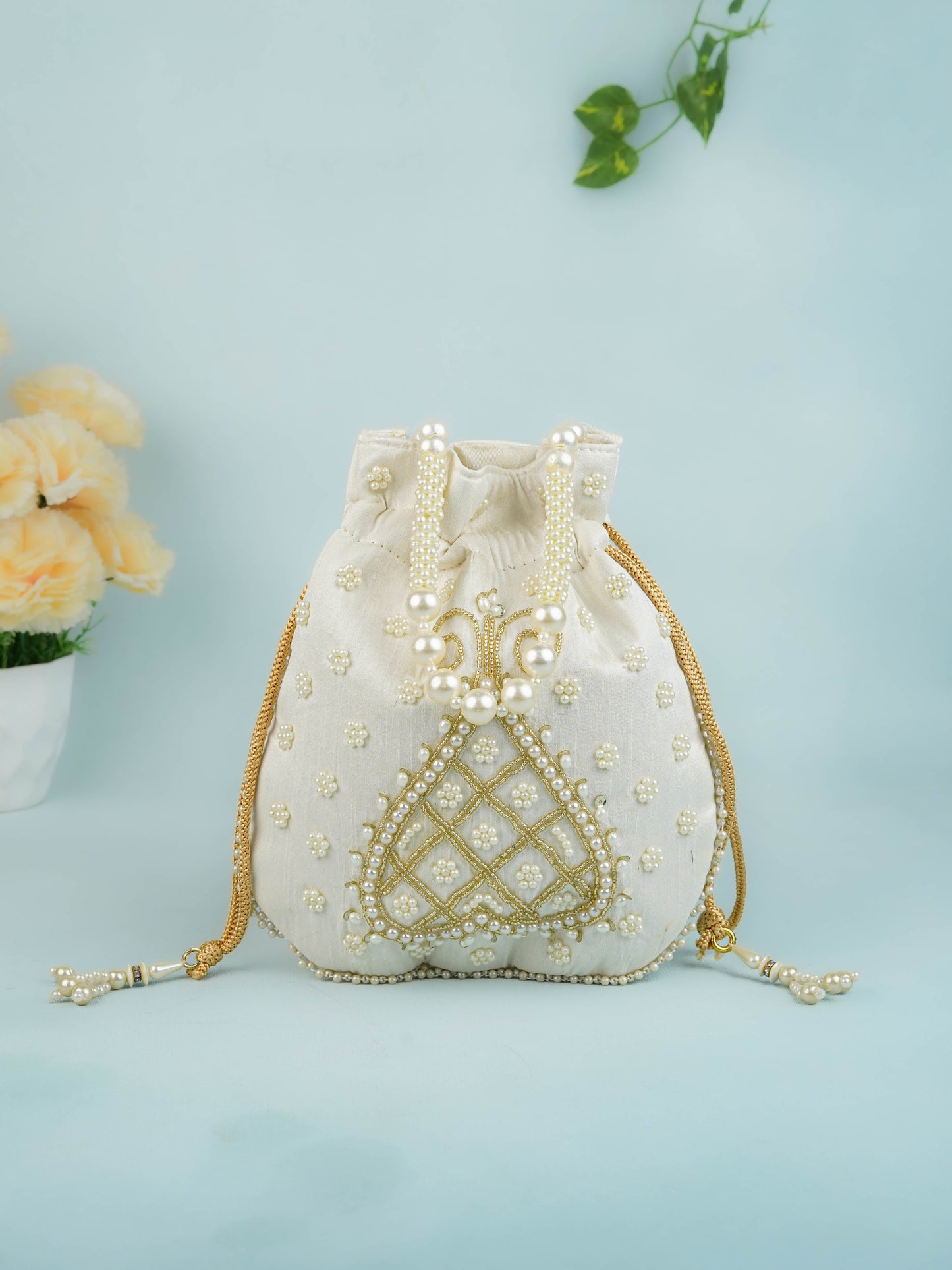 Potli Bag with Beads Work - 9 inch - WBG1950