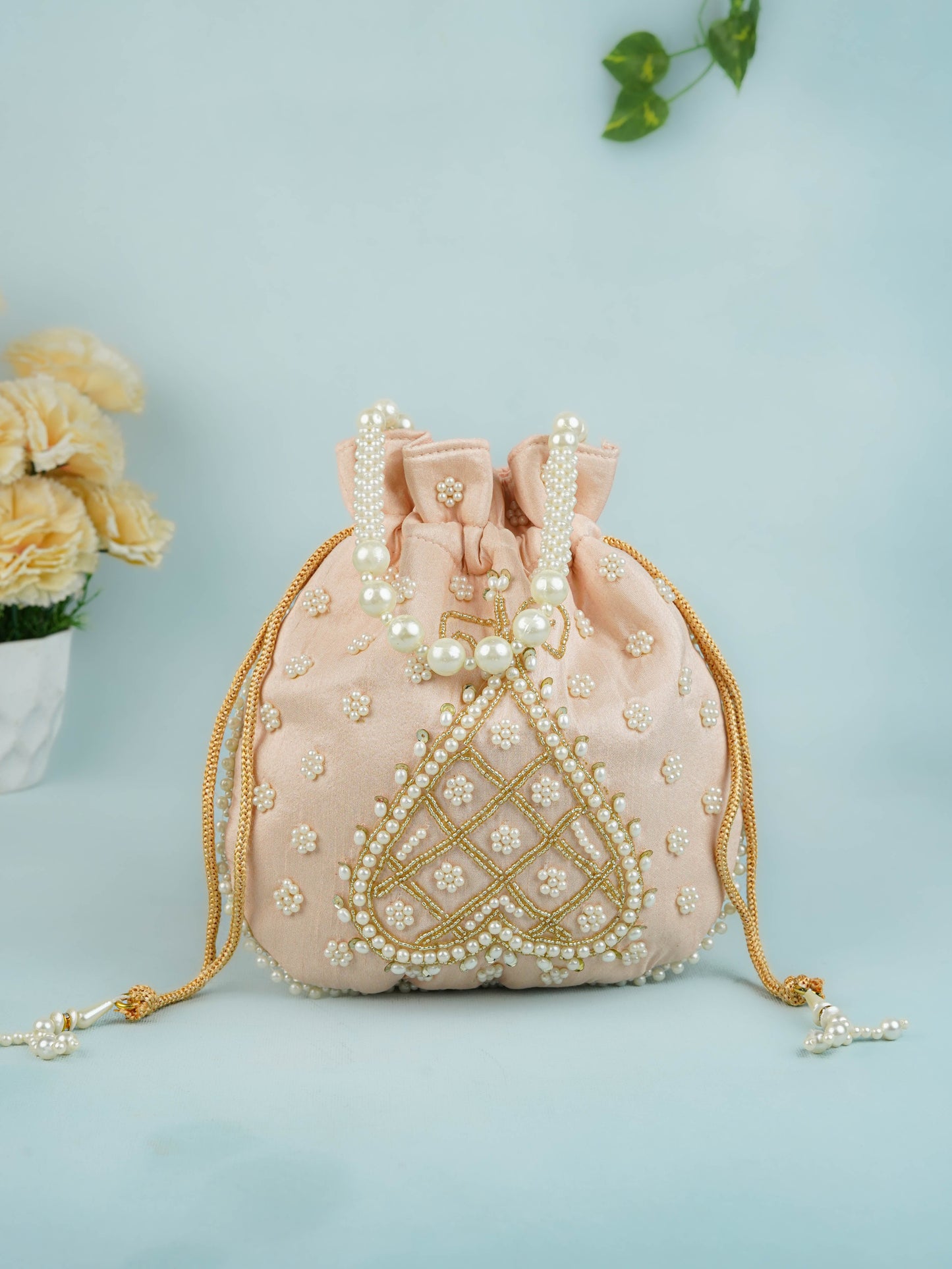 Potli Bag with Beads Work - 9 inch - WBG1950