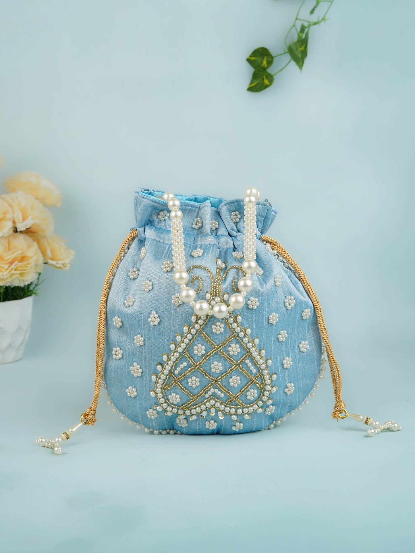 Potli Bag with Beads Work - 9 inch - WBG1950