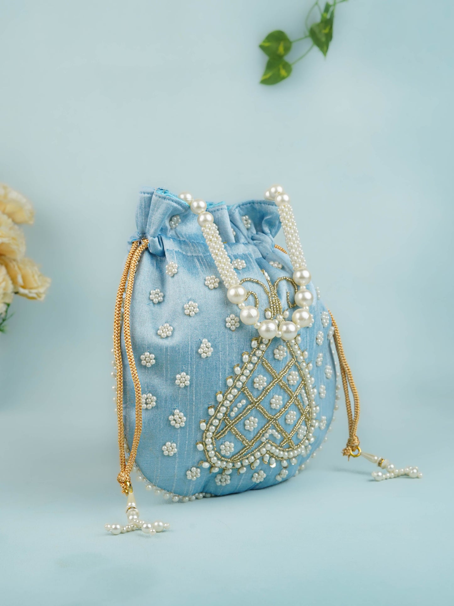 Potli Bag with Beads Work - 9 inch - WBG1950