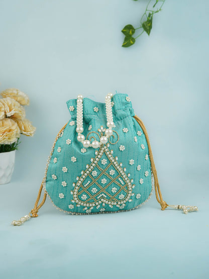 Potli Bag with Beads Work - 9 inch - WBG1950