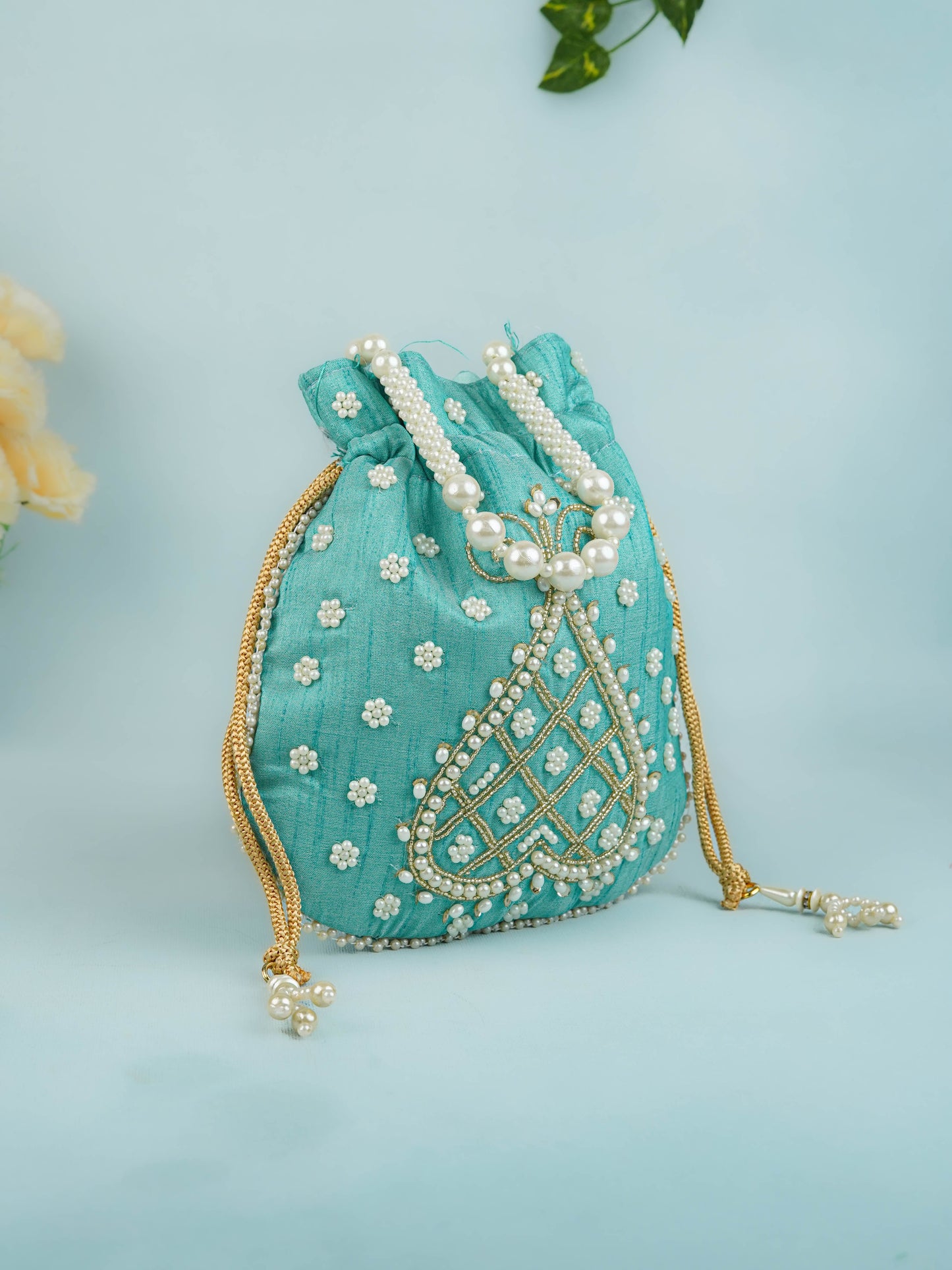 Potli Bag with Beads Work - 9 inch - WBG1950