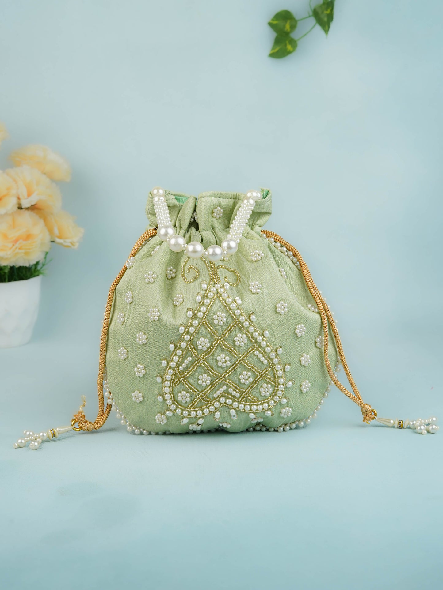 Potli Bag with Beads Work - 9 inch - WBG1950