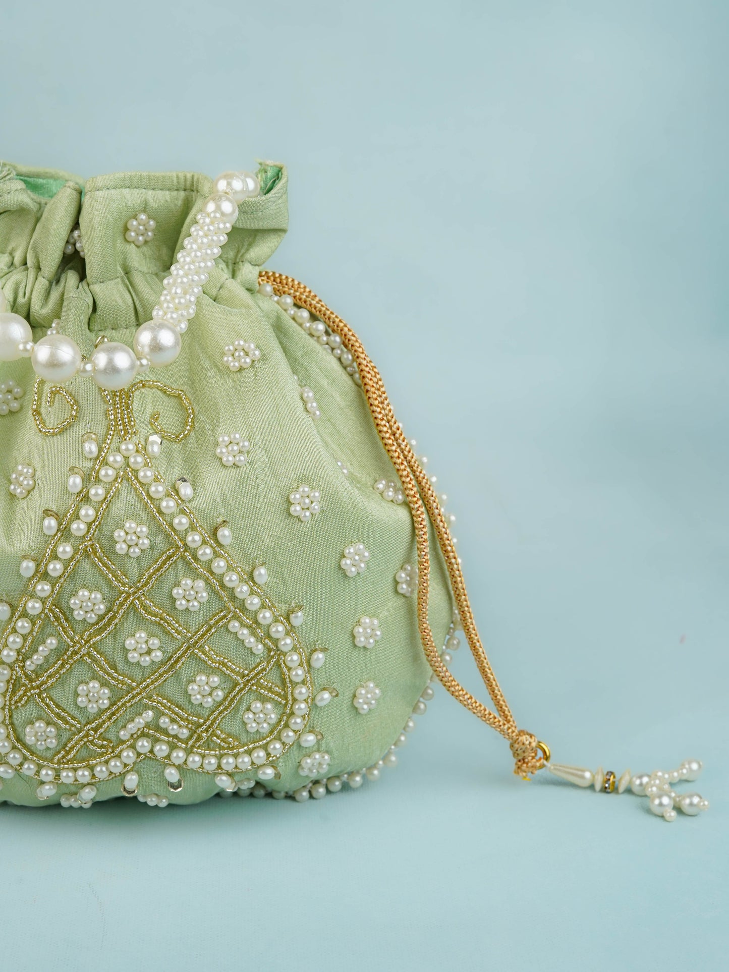 Potli Bag with Beads Work - 9 inch - WBG1950