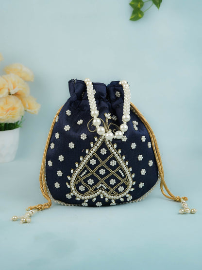Potli Bag with Beads Work - 9 inch - WBG1950