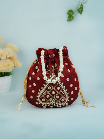 Potli Bag with Beads Work - 9 inch - WBG1950