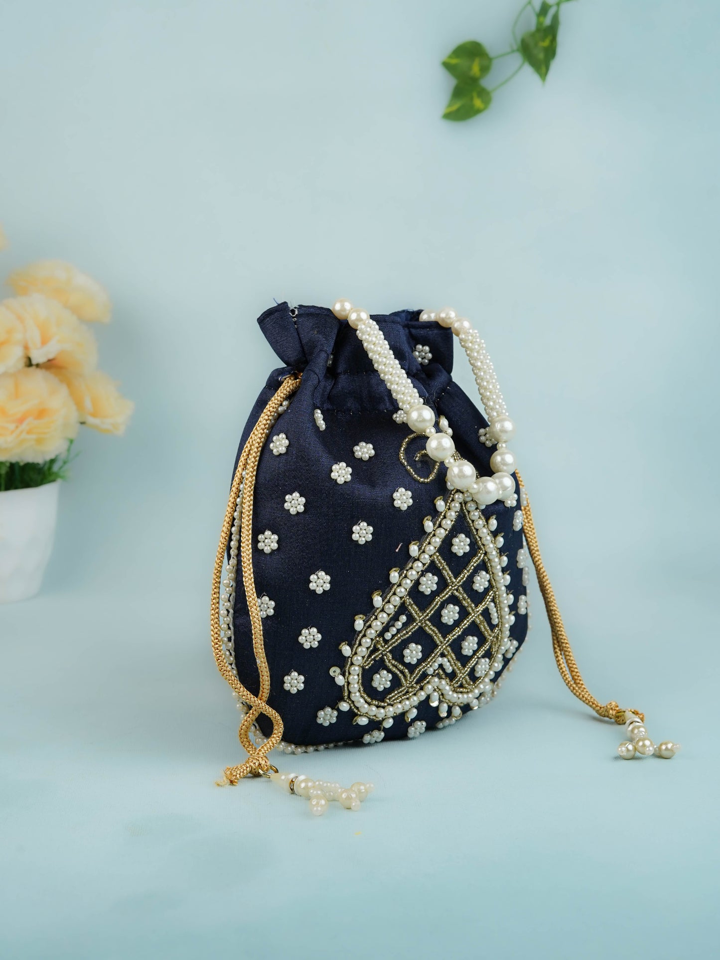 Potli Bag with Beads Work - 9 inch - WBG1950