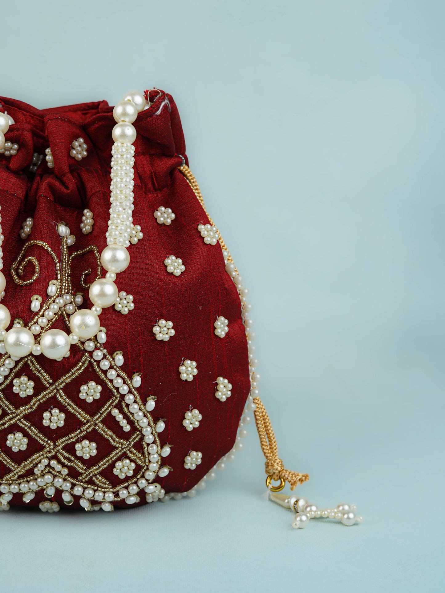 Potli Bag with Beads Work - 9 inch - WBG1950