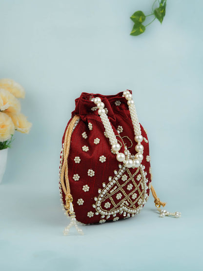 Potli Bag with Beads Work - 9 inch - WBG1950