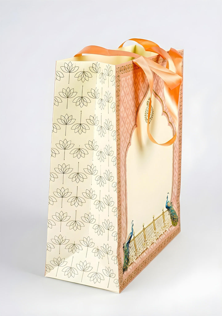 Peacock Design Paper Bag - 13x11 Inch - WBG1982