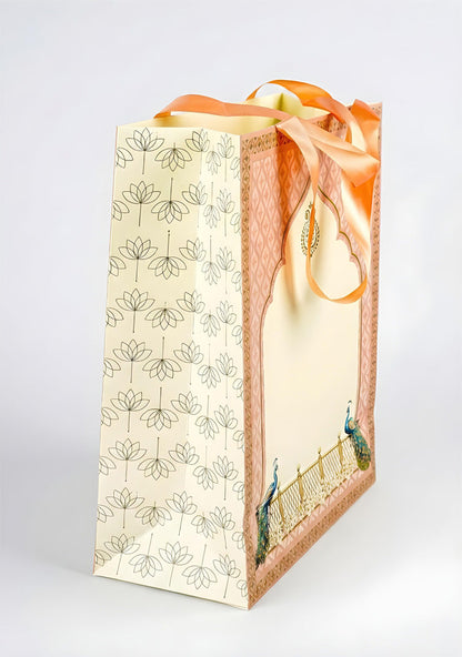Peacock Design Paper Bag - 13x11 Inch - WBG1982