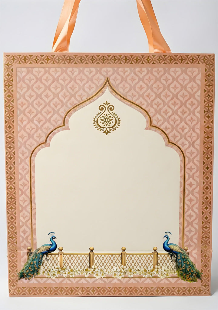 Peacock Design Paper Bag - 13x11 Inch - WBG1982