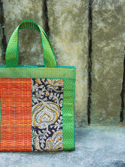 Kalamkari Korai Handbag - 8X8 inch - WBG2021