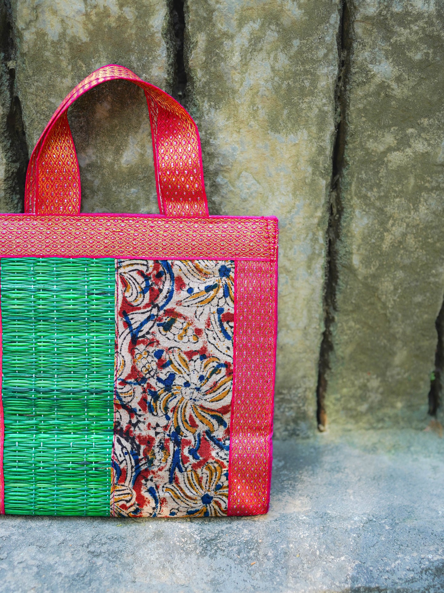 Kalamkari Korai Handbag - 8X8 inch - WBG2021