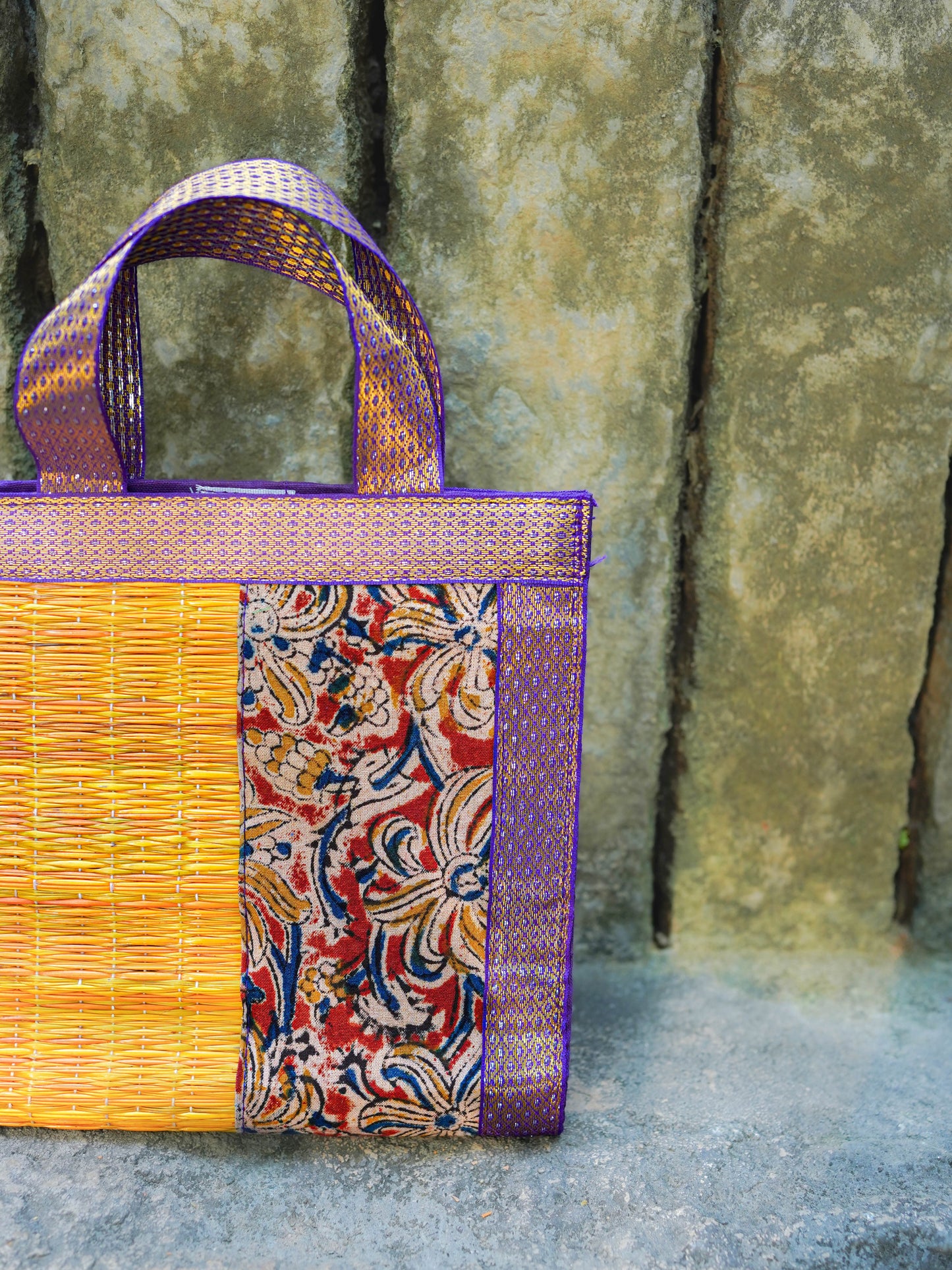 Kalamkari Korai Handbag - 8X8 inch - WBG2021