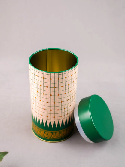 Kanchipuram Temple Border with Checks Tin Jar - 6 inch - WBG2077