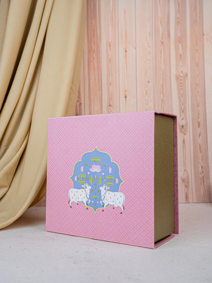Deepavali: Gift Box with Tin Jar, Ganesha Manjal-Kumkum Holder, T-Light Holder & Thoran - WDC0012