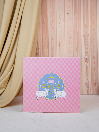 Deepavali: Gift Box with Tin Jar, Ganesha Manjal-Kumkum Holder, T-Light Holder & Thoran - WDC0012
