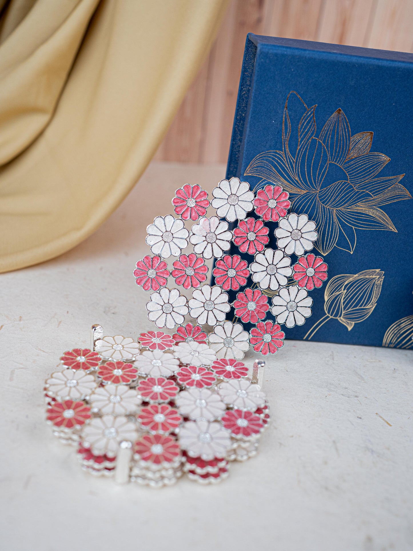 Deepavali: Box with Designer Coaster, Floral Coaster & Diya - WDC0018