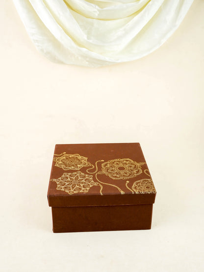 Deepavali: Box with Printed Tin, T Light Holder, Dry Fruits & Cookies - WDC0024