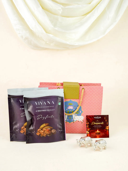 Deepavali: Box with Elephant Idols with Dry Fruits - WDC0027
