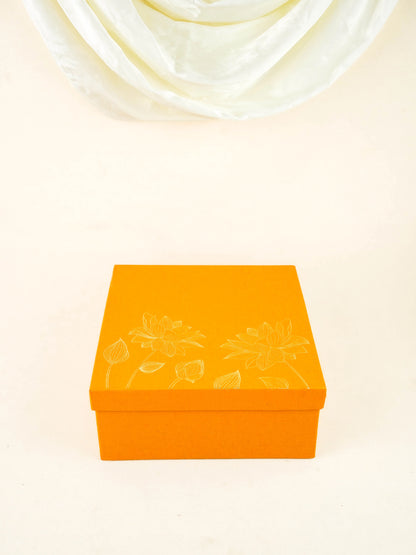 Deepavali: Box with Beads Thoran, Rangoli Diya, Crystal Diya & Dry Fruits - WDC0028