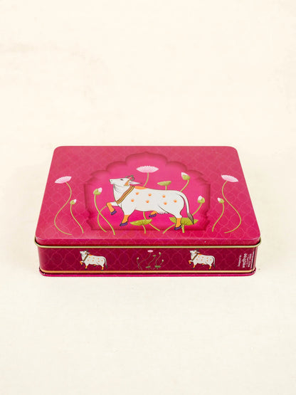 Deepavali: Trousseau Packing Tray with Pichwai Box & Dry Fruit - WDC0035
