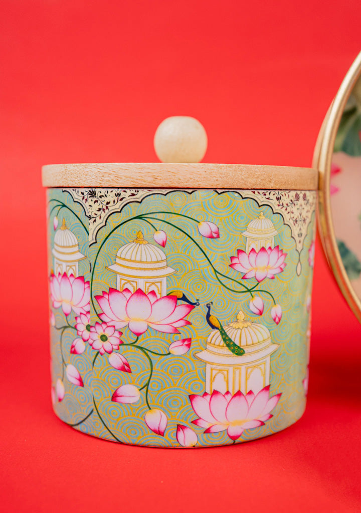 Deepavali: Pichwai Tray with Diya & Pichwai Jar - WDC0004