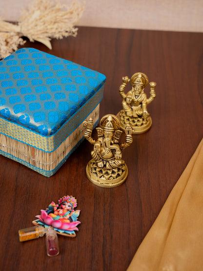 Deepavali: Korai Box with Lakshmi Ganesha Idol & Manjal Kumkum - WDC0007