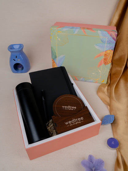 Deepavali: Mudivili Box with Flask & Diary with Pen Set & Tea Coaster - WDC0008