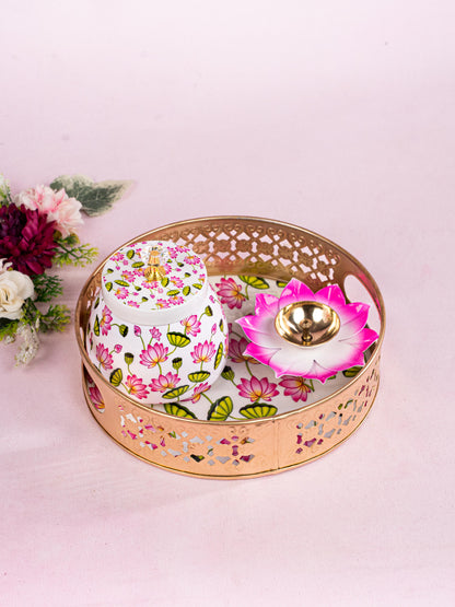 Navratri Combo: Metal Tray Set with Trousseau Packing - WGC0075
