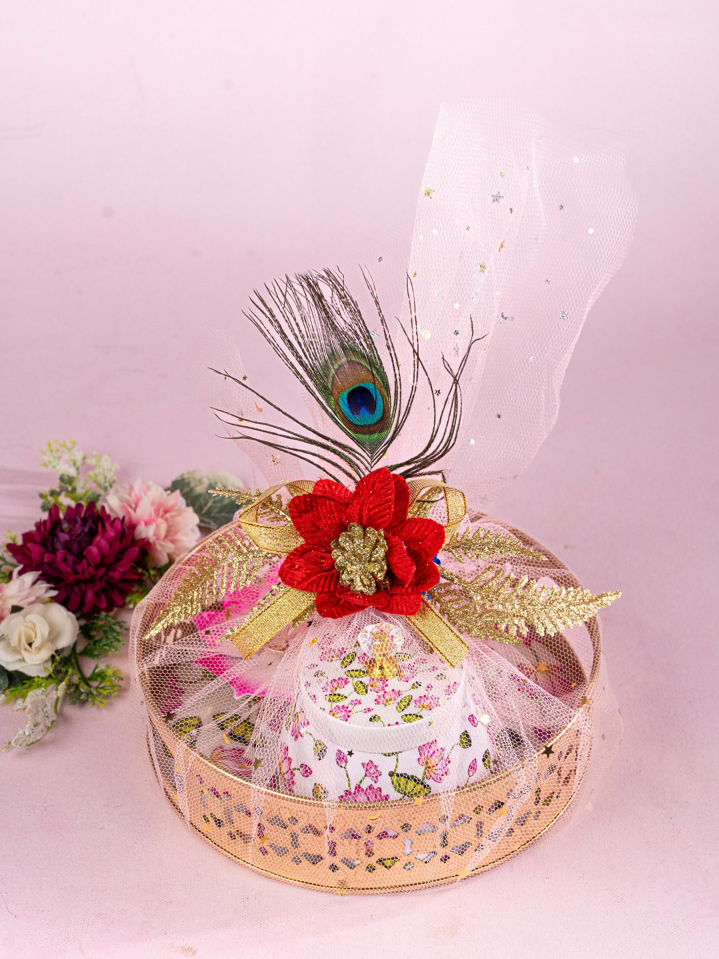 Navratri Combo: Metal Tray Set with Trousseau Packing - WGC0075