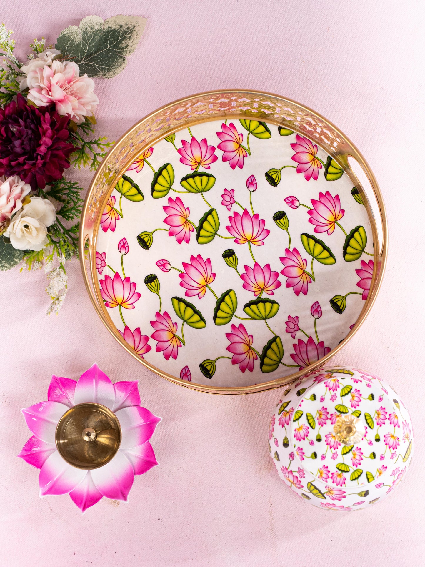 Navratri Combo: Metal Tray Set with Trousseau Packing - WGC0075