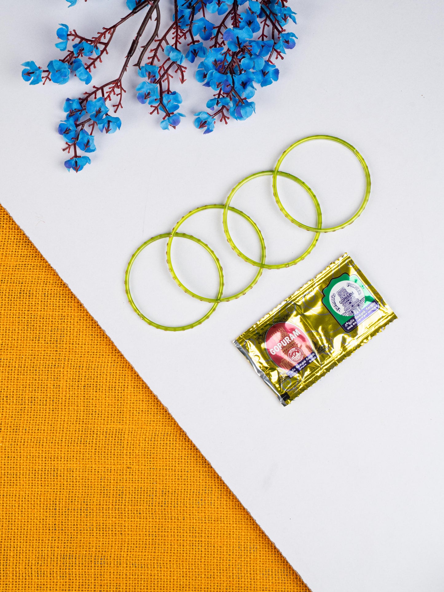 Navratri Combo: Jute Bag with Madhubani German Silver Tray & Haldi Kumkum Bangles - WGC0077