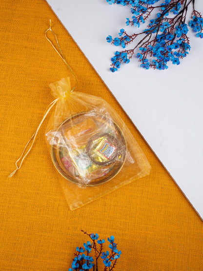 Navratri Combo: Tissue Bag, Lotus Plate, Saffron & Blouse Bit & Manjal Kumkum - WGC0080