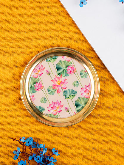 Navratri Combo: Tissue Bag, Lotus Plate, Saffron & Blouse Bit & Manjal Kumkum - WGC0080
