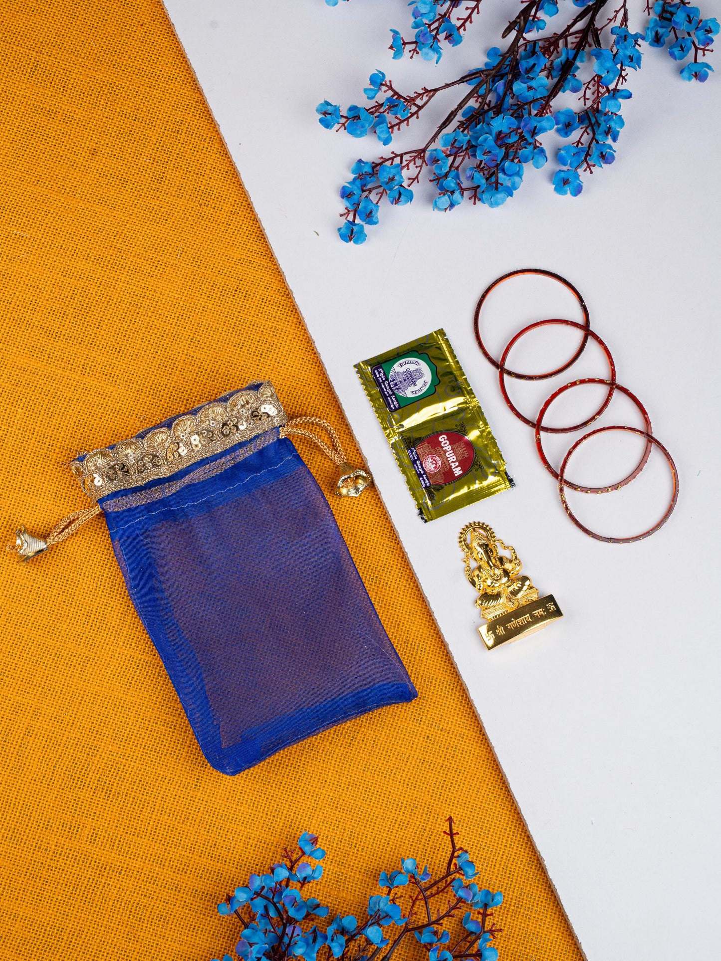 Navratri Combo: String Bag, Murti Ganesha with Manjal Kumkum Bangles - WGC0083