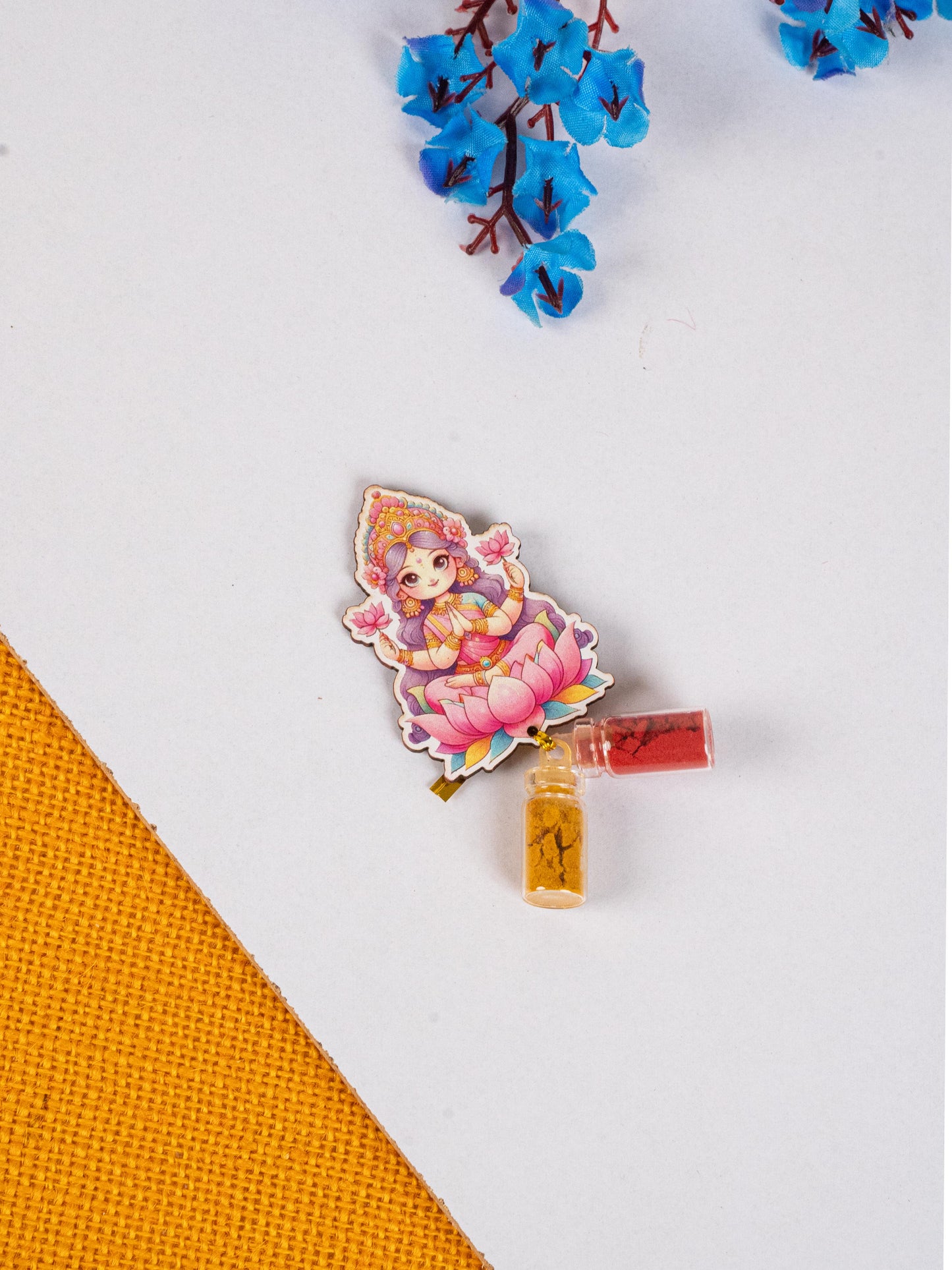 Navratri Combo: Potli Bag with Lakshmi Design, Brass Dibbi & Lakshmi Haldi Kumkum - WGC0088