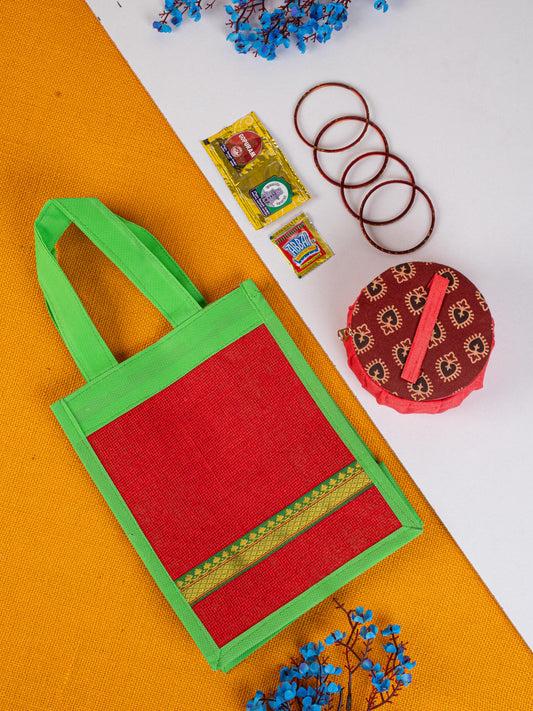 Navratri Combo: Non Woven Jute Bag with Bangle Box & Manjal Kumkum - WGC0089