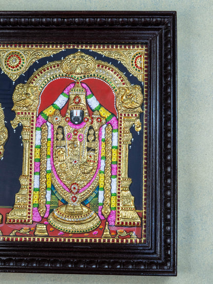 Tanjore Painting - Tirupathi Balaji Padmavathi Thayar - Semi Embossed - 24x18 inch - WL0473