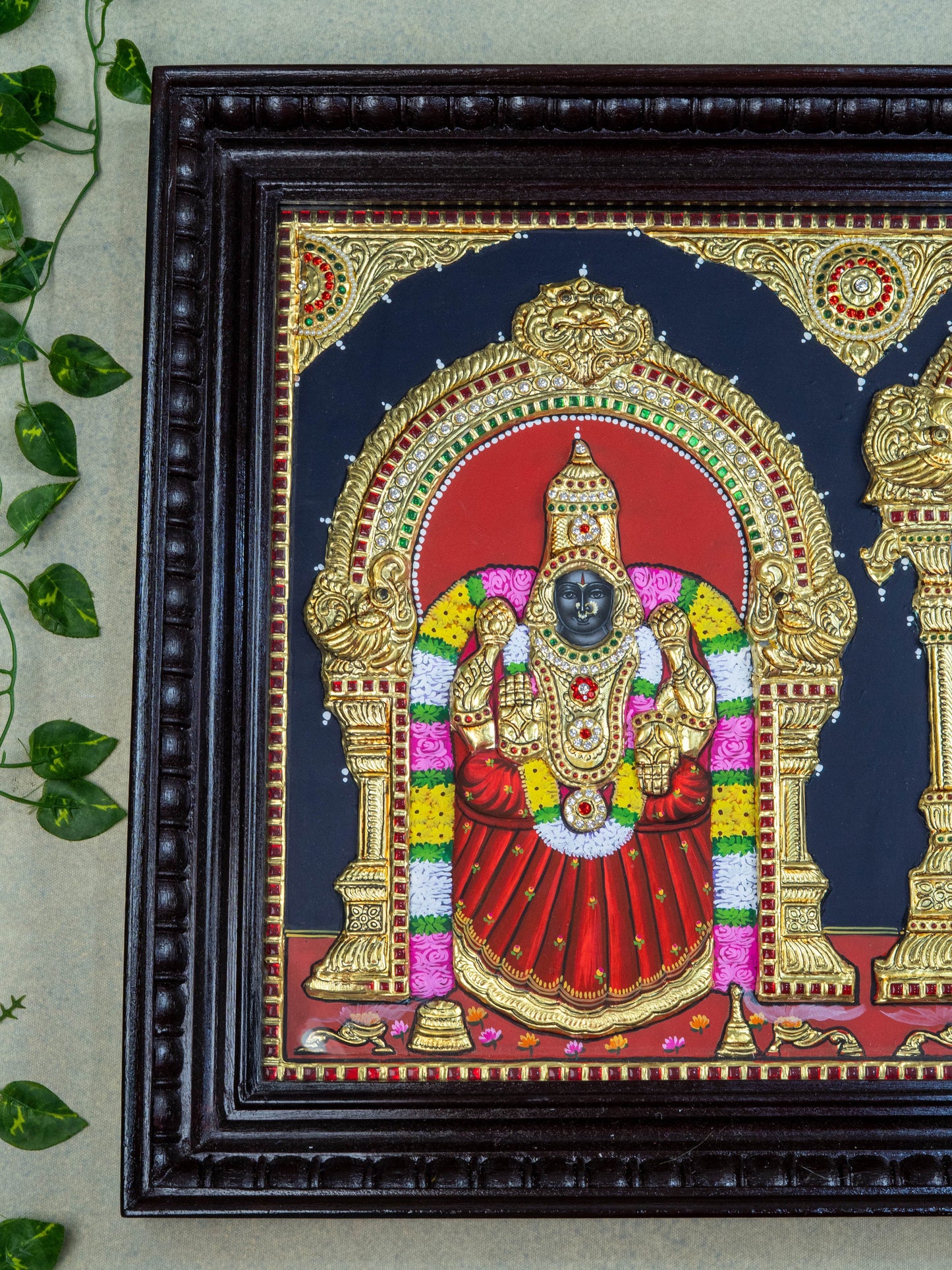 Tanjore Painting - Tirupathi Balaji Padmavathi Thayar - Semi Embossed - 24x18 inch - WL0473